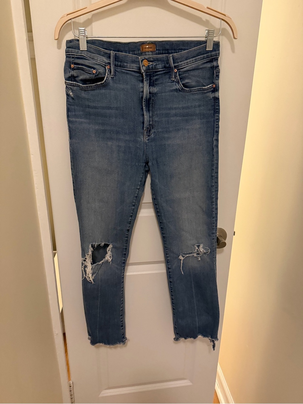 MOTHER Denim Light Blue Distressed Women's Jeans